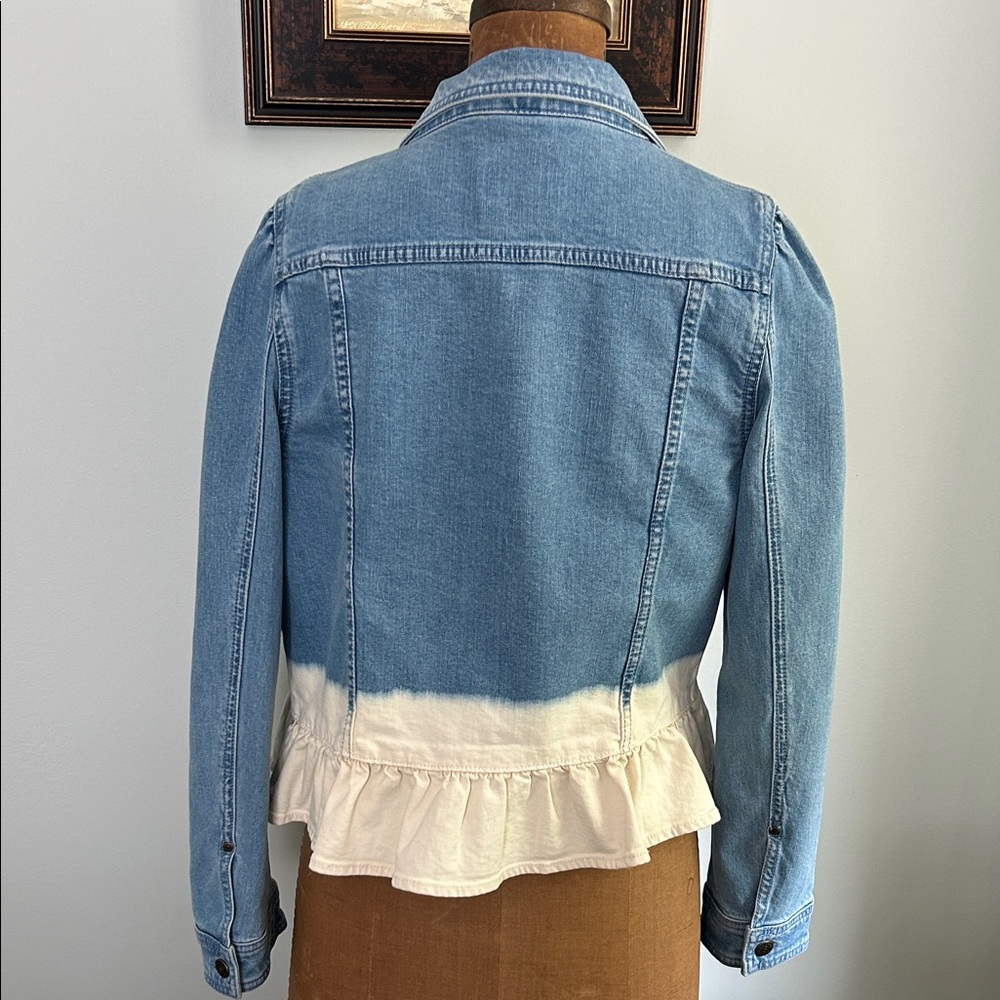 Kate Spade Blue and Cream Ruffle Jean Jacket - Picture 3 of 3